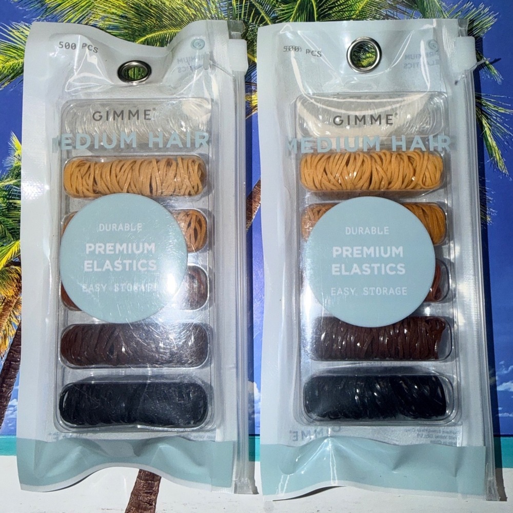 Gimme Beauty Premium Elastics 500pc Medium Hair Ties Neutral Earth Tones 2 Pack